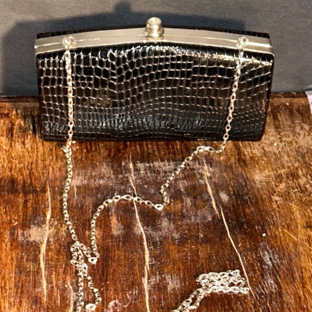 Small Black Crocodile-Patterned With Rhinestone C… - image 5